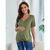Women's Maternity Tops Shirts Short Sleeve V Neck T Shirts Casual Summer Button Nursing Tops Tie Knot Pregnancy Tunic Blouse - 2 of 4