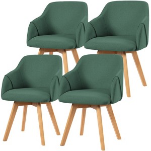 Bekrvio Swivel Dining Chairs with Arm Set of 4 - Modern Linen Upholstered Accent Desk Chairs with Solid Wood Legs for Kitchen,Living Room - 1 of 4