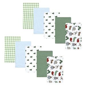 Hudson Baby Infant Boy Cotton Flannel Burp Cloths, Bugs, One Size - 1 of 4