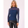 INSPIRE CHIC Women's Solid Mock Neck Mesh Sheer Long Sleeve Ruched Blouses - 4 of 4