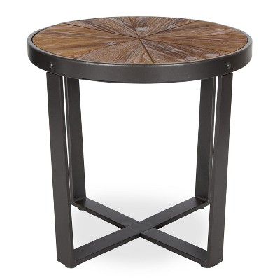 Rustic Brown and Charcoal Gray Starburst Round Side Table, 20x20x18.5