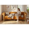 Modern Polyester Sofa with Turn-Out Arms & Gold Legs - 2 of 4