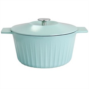 Gibson Enameled Cast Iron 5 Quart Round Dutch Oven with Lid in Light Cyan - 1 of 4