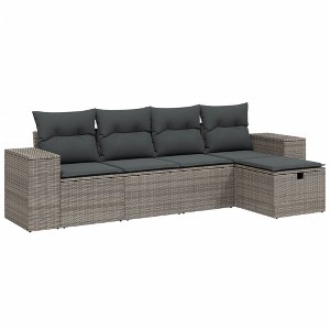vidaXL 6 Piece Patio Sofa Set with Cushions Poly Rattan - 1 of 4