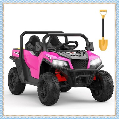 Garvee 24V Kids Ride On Dump Truck with Electric Bed, 2-Seater 4WD Ride Truck w/ Remote Control, Music, LED, Shovel, Gift for Boys & Girls