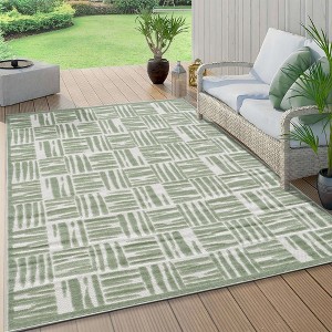 Maxax Non-Slip Turkish Unfaded High-Low Indoor/Outdoor Area Rug For Patios, Deck, Porch Or Entryway - 1 of 4