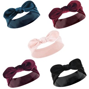 Hudson Baby Infant Girl Cotton and Synthetic Headbands, Velvet Knot, 0-24 Months - 1 of 4