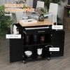HOMCOM Kitchen Island Cart Rolling Trolley Cart with Drawer, Storage Cabinet & Towel Rack, Black - 4 of 4