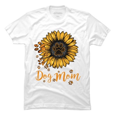 Men's Design By Humans Mother's Day Dog Mom Sunflower Paw By dodorindesign T-Shirt