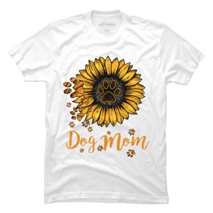 Men's Design By Humans Mother's Day Dog Mom Sunflower Paw By dodorindesign T-Shirt - 1 of 2