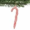 De Carlini Italian Ornaments 6.0 Inch Twisted Translucent Candy Cane With Glittered Edging Tree Ornament , Italian Mouth Blown Sweets (1PC) - 3 of 3