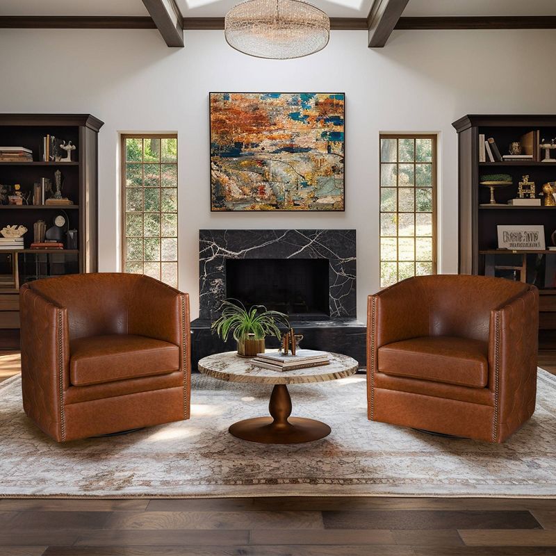 Milton Tufted Barrel Swivel Chair Brown - Madison Park, 3 of 14