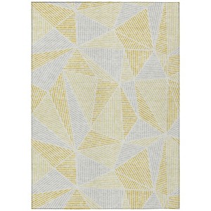 Gold Gray And Wheat Geometric Washable Indoor Outdoor Area Rug - 1 of 4