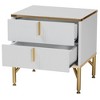 Baxton Studio Lilac Wood and Metal 2 Drawer Nightstand White/Gold: Elegant Bedside Storage with Mirrored Trim, Assembly Required - 3 of 4
