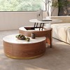 POVISON Lift-top Modern Nesting Coffee Table Set Of 2, White Sintered Stone Coffee Table Set For Living Room, 31.49'', Brown - 4 of 4