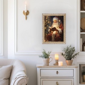 Petal Lane Classic Santa Fancy Gold Framed Art - 1 of 3