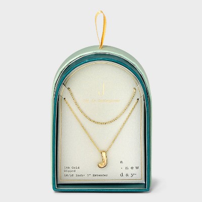 14K Gold Dipped Initial Bubble Multi-Strand Pendant Necklace - A New Day™ Gold