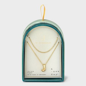 14K Gold Dipped Initial Bubble Multi-Strand Pendant Necklace - A New Day™ Gold - 1 of 4