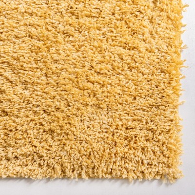 Sun Yellow Rectangular Shag Indoor Synthetic Rug