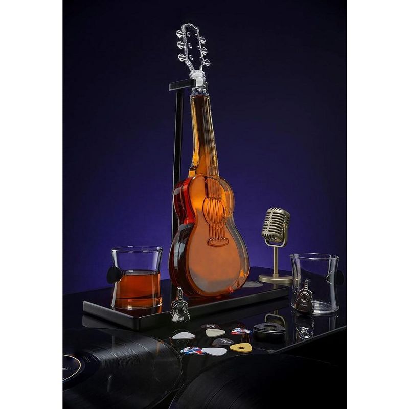 The Wine Savant Guitar Design Whiskey & Wine Decanter Set Includes 2 Whiskey Glasses, Beautiful Home Decor - 1000 ml, 5 of 8