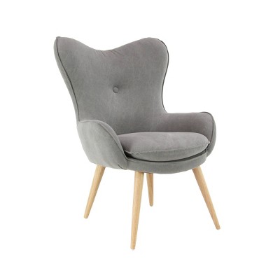 Modern Cotton and Wood Accent Chair Gray - Olivia & May