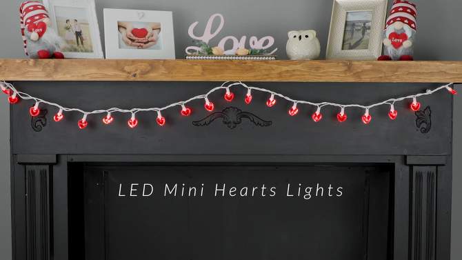 Northlight 20-Count Red LED Mini Hearts Valentine's Day Lights - 4.75ft, White Wire, 2 of 8, play video