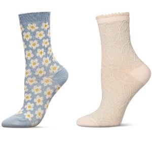 MeMoi 2 Pair Women's Fashion Floral Crew Socks - 1 of 1