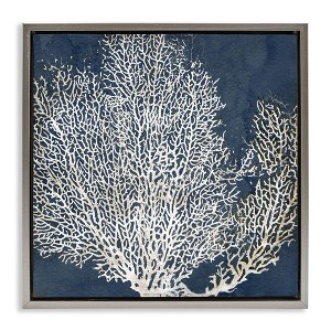 Stupell Industries Sea Coral Ocean Life Silhouette Black Framed Floater Canvas Wall Art - 1 of 4