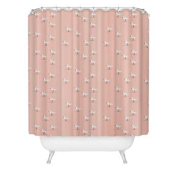 Little Arrow Sandpipers Shower Curtain Pink - Deny Designs