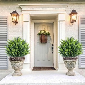 23in Artificial Eucalyptus Trees with Ground Spike for Outdoor-Fake Topiary Ball Trees Artificial Plant Brush for Indoor Outdoor Set of 2 Decor Decor - 1 of 4