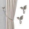 Unique Bargains Curtain Holdbacks Dual-Leaf Hooks Bronze 3.15"x2.95" 1 Pair - 2 of 4