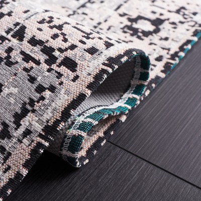 Gray Rectangular Cotton Synthetic Washable Area Rug