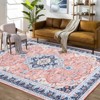 Area Rug, Living Room Rug - 9x12 Ft Vintage Machine Washable Low Pile Print Carpet with Rubber Backing Non-Slip  (Pink) - 2 of 4