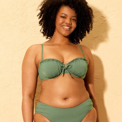 Shade & Shore Women's Shirred Tie-Front Underwire Bikini Top - Shade & Shore™ Green M — фото 4