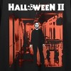 Halloween II Logo, Michael Myers on reddish hospital background on Black Short Sleeve Adult Crop T-Shirt - 2 of 3