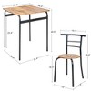 VECELO 3-Piece Dining Table & Chairs Set for 2, Metal and Wooden Square Kitchen Dining Set for Small Space, Brown/Gray - 3 of 4