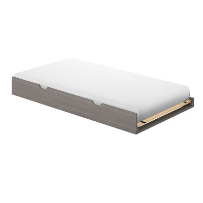 Plank+Beam Twin-Size Trundle Bed with 7 Pcs Slat Roll and Rubber Castors