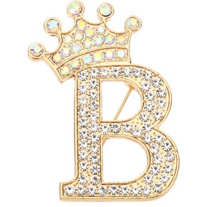 Unique Bargains Women Rhinestone Initial Alphabet Badges Pins and Clips - 1 of 4