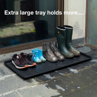 Extra Large Black Plastic Boot Tray with Raised Lip