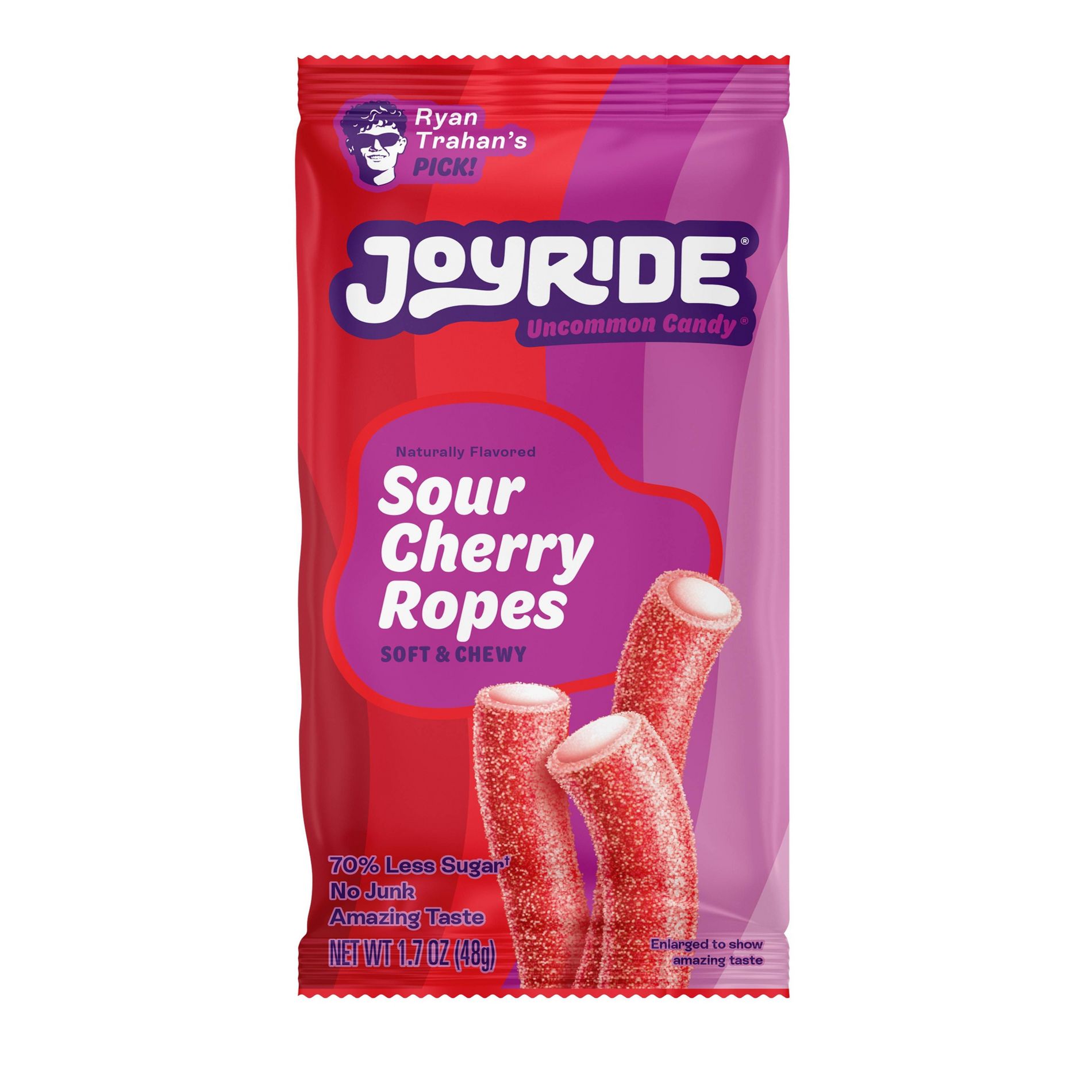 JOYRIDE Sour Rainbow Valentine Ropes - Cherry Crush Candy - 1.7oz