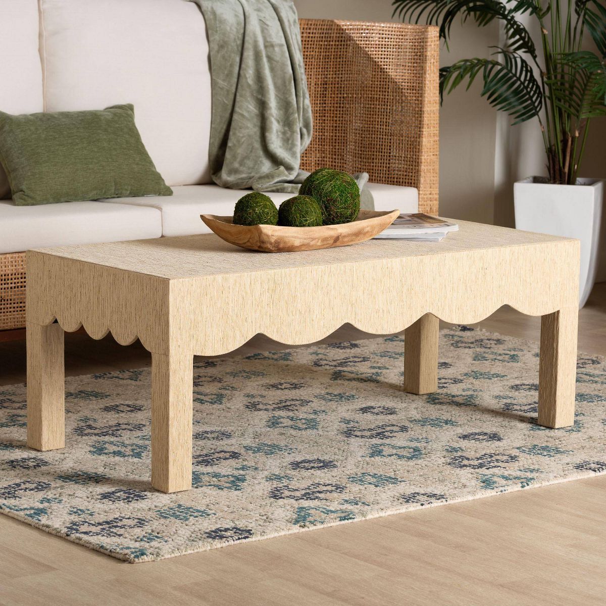 bali & pari Mason Natural Grasscloth Coffee Table Beige - thumbnail 7