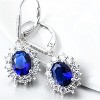 18K White Gold Sapphire Halo Leverback Earrings - 3 of 4
