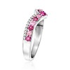 Ross-Simons 0.20 ct. t.w. Rhodolite Garnet and .10 ct. t.w. Pink Tourmaline V-Shaped Ring With .10 ct. t.w. White Zircon in Sterling Silver - 3 of 4