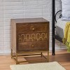 KWPZQEB Farmhouse Nightstand, End Table with Fish Scale Design, Mango Wood Night Stand with 3 Drawers & Iron Legs for Living Room, Bedroom, Brown - 3 of 4