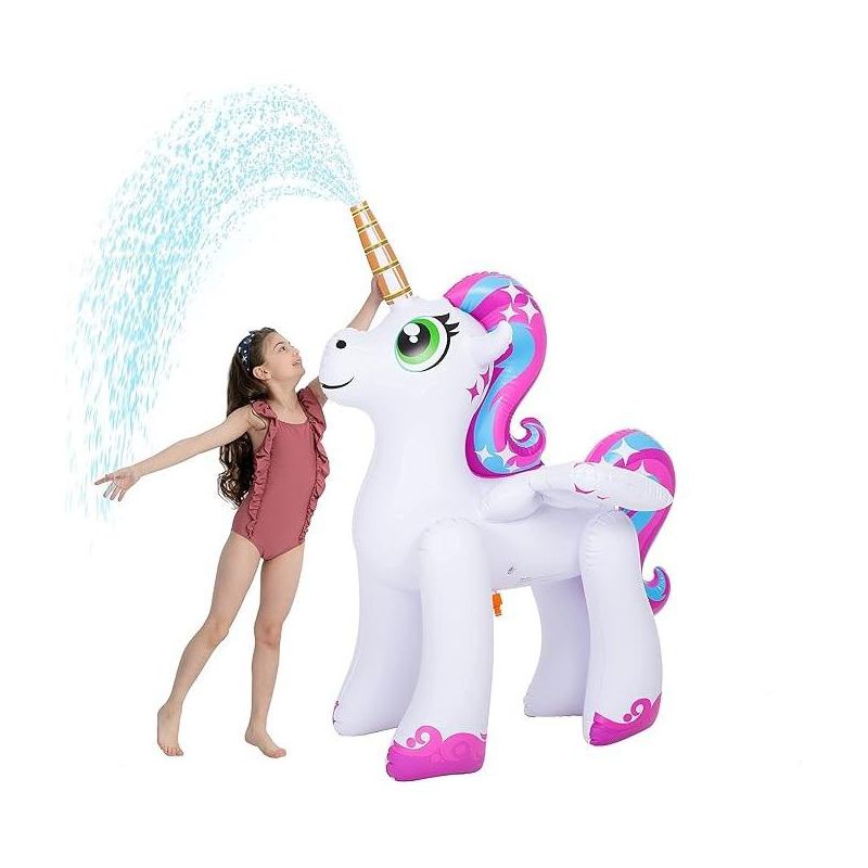 Syncfun 48” Inflatable Yard Sprinkler with Unicorn Design, Inflatable Water Toy for Summer Outdoor Fun, Lawn Sprinkler Toy for Kids, 1 of 6