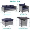 Sonkuki 8 Pieces Patio Sofa with Square Fire Pit Table and Ottomans, Wicker Conversation Couch, Light Gray Cushion - 3 of 4