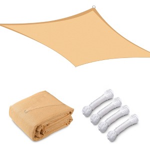 Yescom 18x18 Ft 97% UV Block Square Sun Shade Sail HDPE Canopy Patio Park Garden Tan - 1 of 4