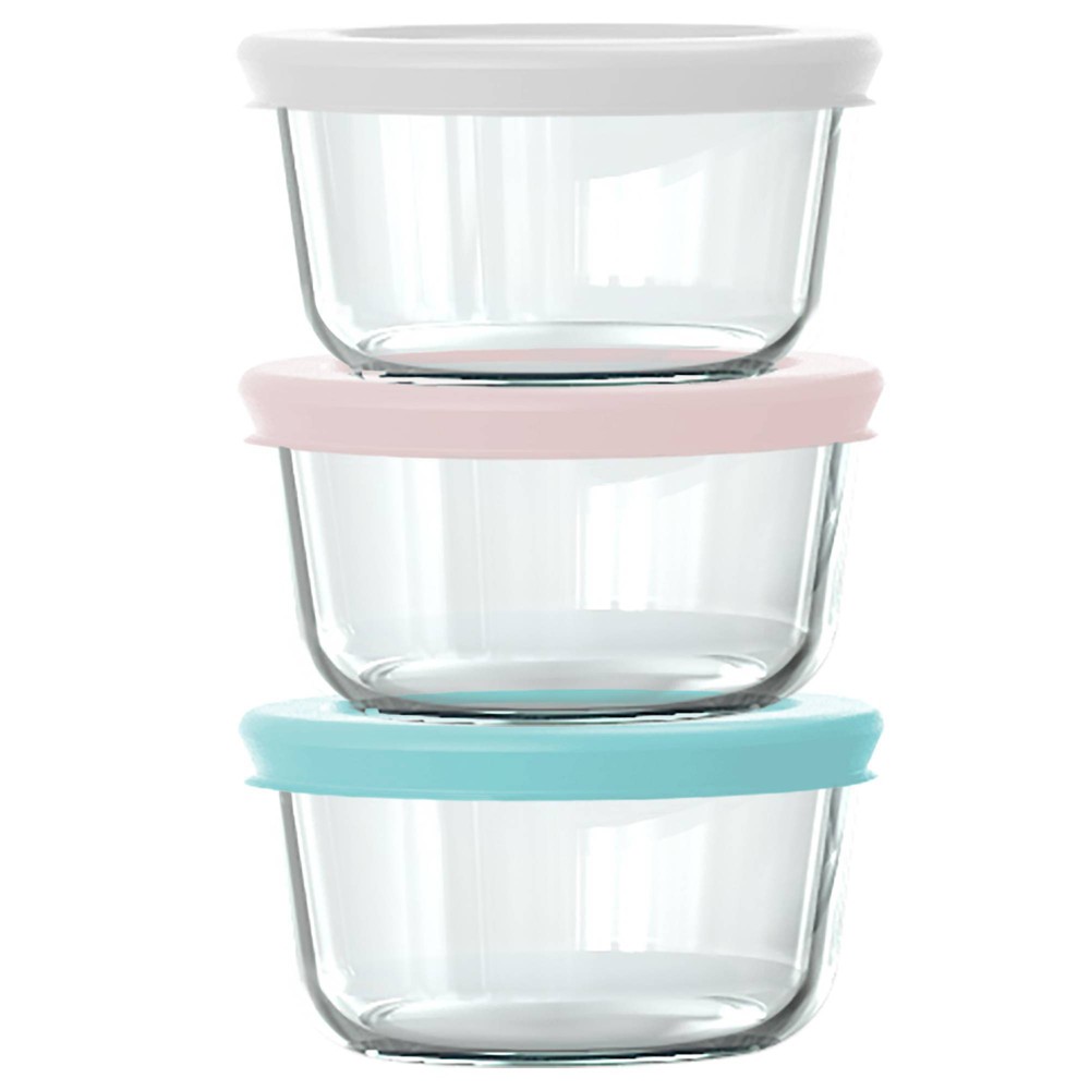 Photos - Food Container Pyrex ® Simply Store® 6pc 1c Round Glass Storage Set with Assorted Color Lids: Dishwasher-Safe  