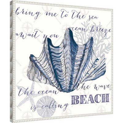 Indigo Nautical Quote Canvas Art with Beaded Frame