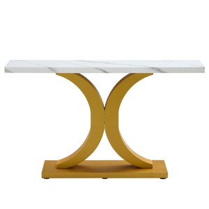 GlasFlength Coffee Tables Contemporary Entryway Accent Minimalist Artistic Design Statement For Home Foyers Living Spaces, White, 55"*13.7"*31.5" - 1 of 4